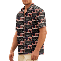 4. srpnja Muška havajska košulja s ovratnikom od 3 inča s nacionalnom zastavom SAD-a plus size casual odjeća s