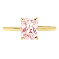 1,0CT zračenje rez ružičasto simulirani dijamant 14K Angažiranog prstena od žutog zlata Veličina 6.25