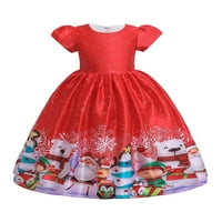 Dječji Božićni casual sundress, svečana haljina s patentnim zatvaračem, napuhane haljine princeze u crvenoj boji