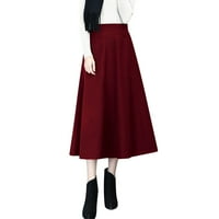 ; Ženska zimska Vintage plisirana vunena midi suknja visokog elastičnog struka ženska midi suknja