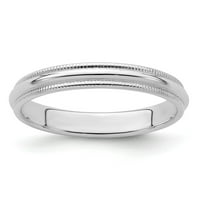 Zaručnički prsten u bijelom Sterling srebru; standardni polukružni