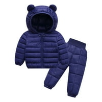 Dječja donja jakna s patentnim zatvaračem za dječake i djevojčice za jesen i zimu, dvodijelni set srednje duljine