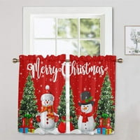 1 božićna kratka ploča, poluprozirne zavjese, moderne božićne kuhinjske zavjese, šipka za zavjese, dekor spavaće