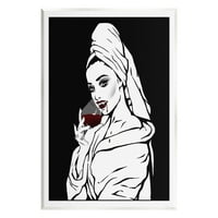 Stupell vampire vinsko čaša Glam Žena ljepota i modno slikanje zidna ploča Umjetnička umjetnost Umjetnička umjetnost