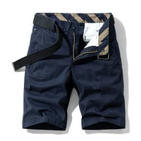 Muške teretne kratke hlače s džepovima s patentnim zatvaračem i gumbima jednobojne kratke hlače teretne hlače