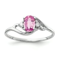 6K prsten od bijelog zlata s ružičastim safirom i dijamantom