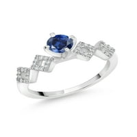 Kralj dragulja 0. Prsten od sterling srebra s okruglim plavim safirom koji je stvorio Karat