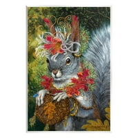 Stupell Industries divljina Botanička slika vjeverica Neprimijenjena umjetnost Art Print Art, Dizajn Carolyn Schmitz