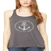 Ženska majica bez rukava U Stilu čamca s printom sidra i lepršavim gornjim dijelom