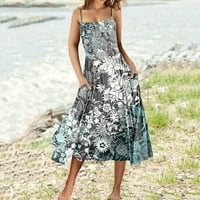 Ženske haljine na rasprodaji Ženska ljetna moda ležerni tregeri s printom labava ljuljačka haljina u svijetlosivoj