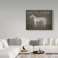Likovna umjetnost s potpisom Bijeli konj s riječima na platnu Riana Faulera
