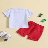 Komplet odjeće za dječake 4. srpnja, SAD majica kratkih rukava, jednobojne kratke hlače, ljetna odjeća 4. srpnja