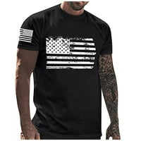 Hane Ljetne košulje za muškarce, američka zastava tisak okruglog vrata kratkih rukava muški trend casual majica
